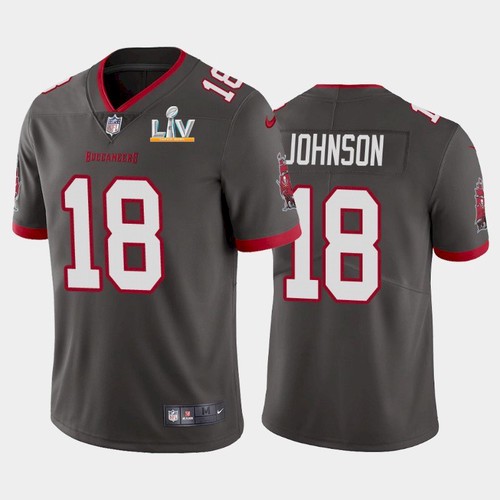 Men's Tampa Bay Buccaneers #18 Tyler Johnson Grey 2021 Super Bowl LV Limited Stitched Jersey